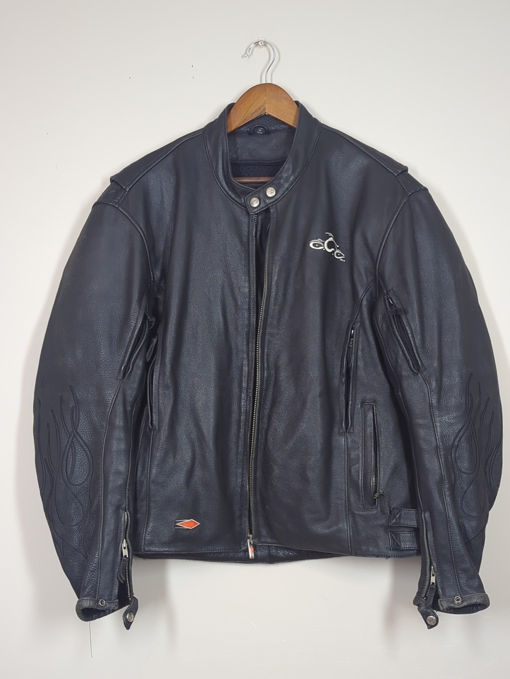 Power Trip Orange County Choppers Men's Black Leather Motorcycle Riding Jacket L